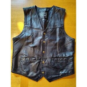 Navarre Leather Company Vest Mens  Biker Italian Stone Design Genuine Leather- L